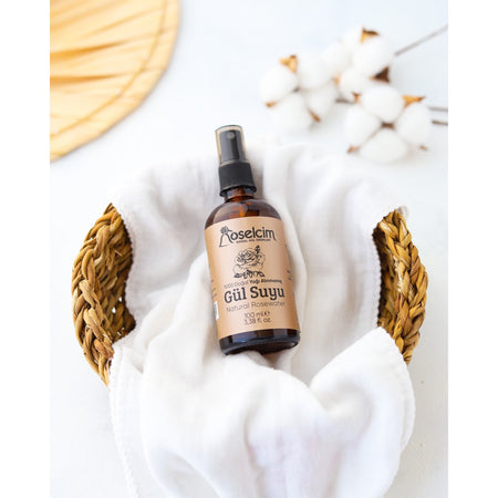 Roselcim Natural Rose Water 100 ml Revitalizing Effect for All Skin Types Pure Rose Ingredients - MALLTURK