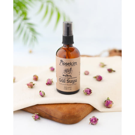 Roselcim Natural Rose Water 100 ml Revitalizing Effect for All Skin Types Pure Rose Ingredients - MALLTURK
