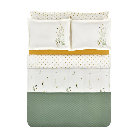Karaca Home Herbal %100 Cotton Double Duvet Cover and Pique Set White - MALLTURK