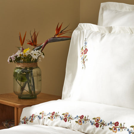 Karaca Home Blanca %100 Cotton Double Embroidered Duvet Cover Set White - MALLTURK