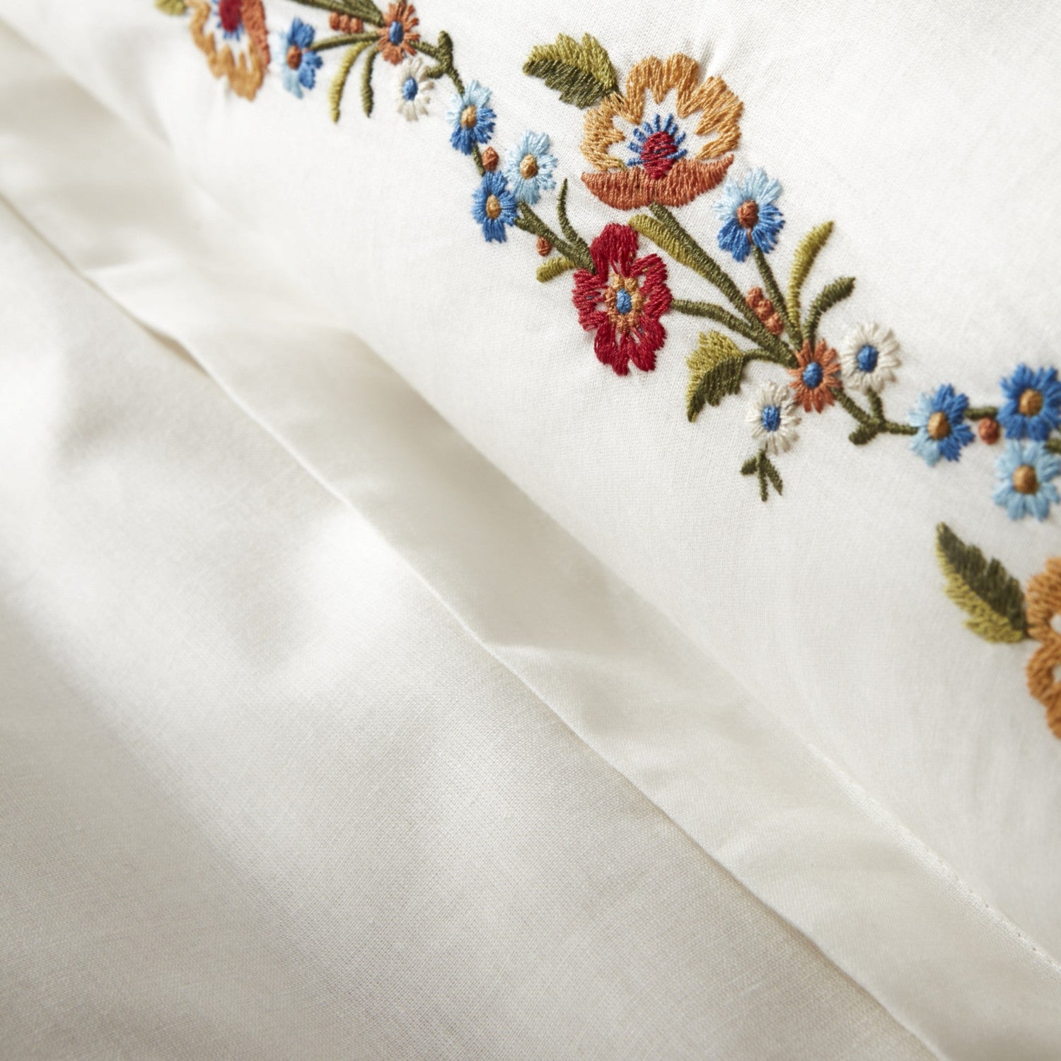 Karaca Home Blanca %100 Cotton Double Embroidered Duvet Cover Set White - MALLTURK