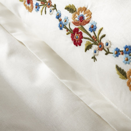 Karaca Home Blanca %100 Cotton Double Embroidered Duvet Cover Set White - MALLTURK