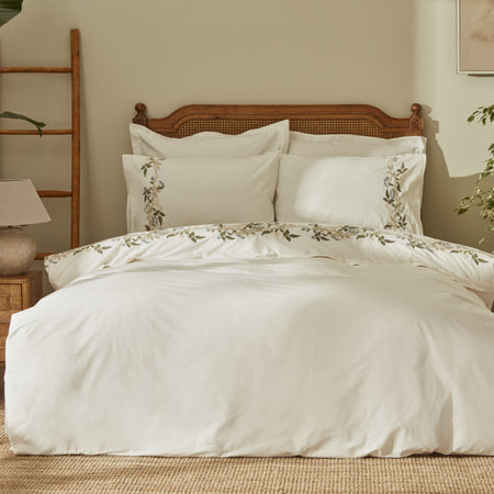 Karaca Home Nancy %100 Cotton Double Embroidered Duvet Cover Set White - MALLTURK