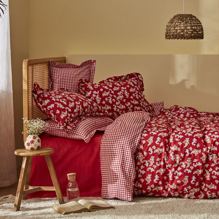 Karaca Home Carlo 100% Cotton Double Duvet Cover Set Red - MALLTURK