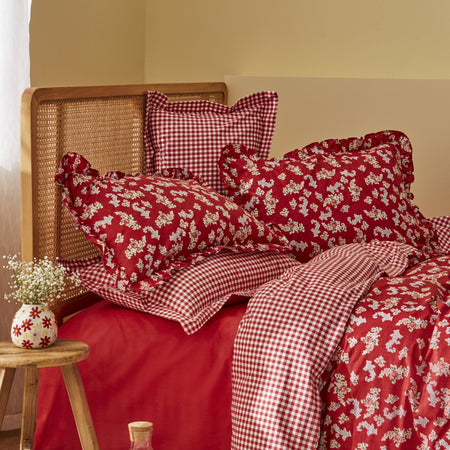 Karaca Home Carlo %100 Cotton Double Duvet Cover Set Red - MALLTURK