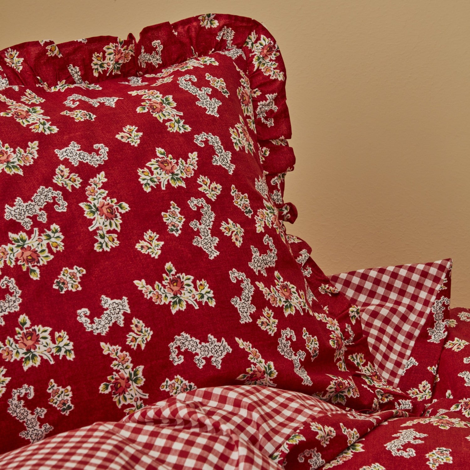 Karaca Home Carlo %100 Cotton Double Duvet Cover Set Red - MALLTURK