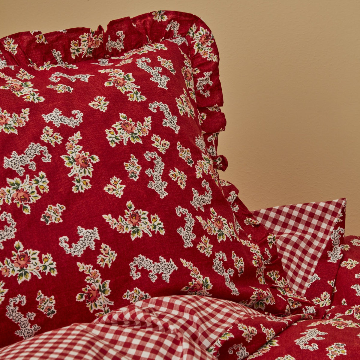 Karaca Home Carlo 100% Cotton Double Duvet Cover Set Red - MALLTURK