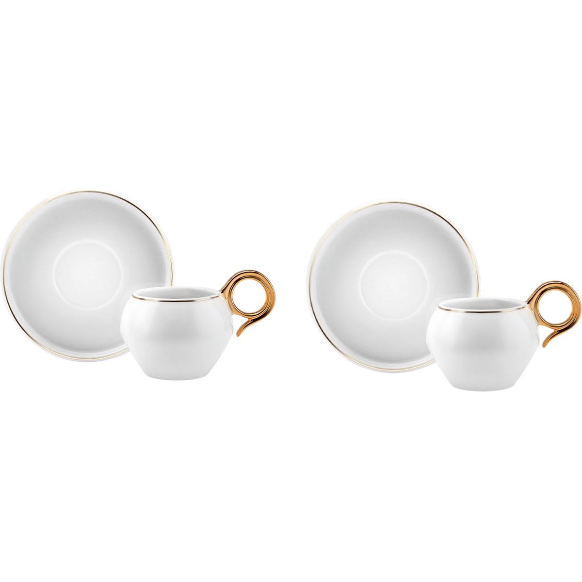 Karaca Venus Gold Turkish Coffee Cup Set for 2, 135 ml - MALLTURK