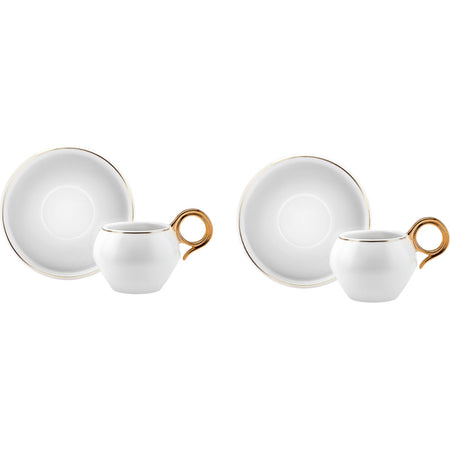 Karaca Venus Gold Turkish Coffee Cup Set for 2, 135 ml - MALLTURK