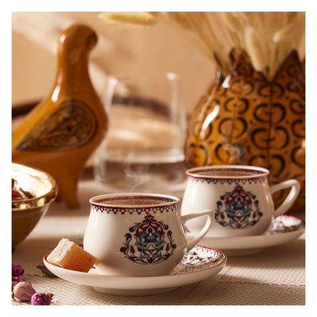 Karaca Nakkas Turkish Coffee Cup Set for 6, 100 ml - MALLTURK