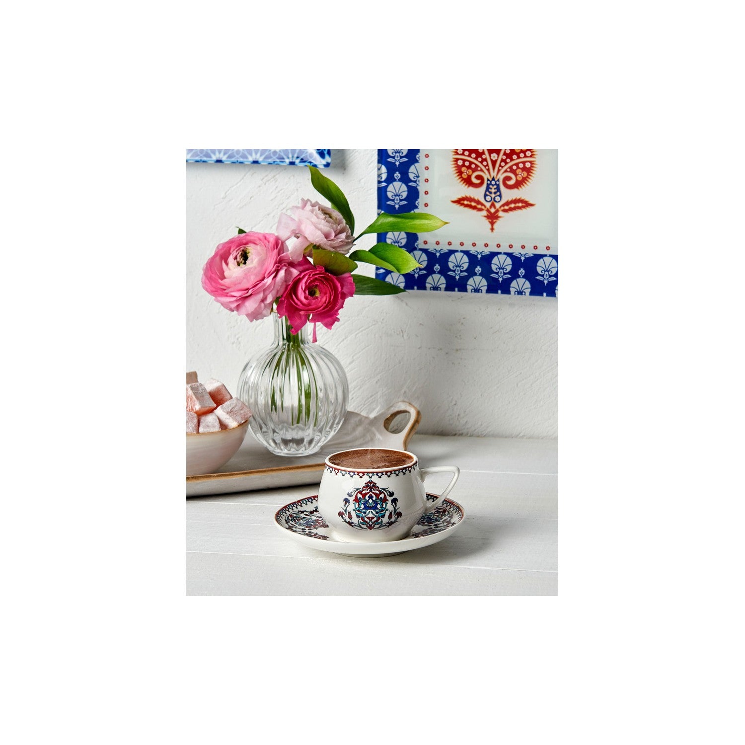 Karaca Nakkas Turkish Coffee Cup Set for 6, 100 ml - MALLTURK