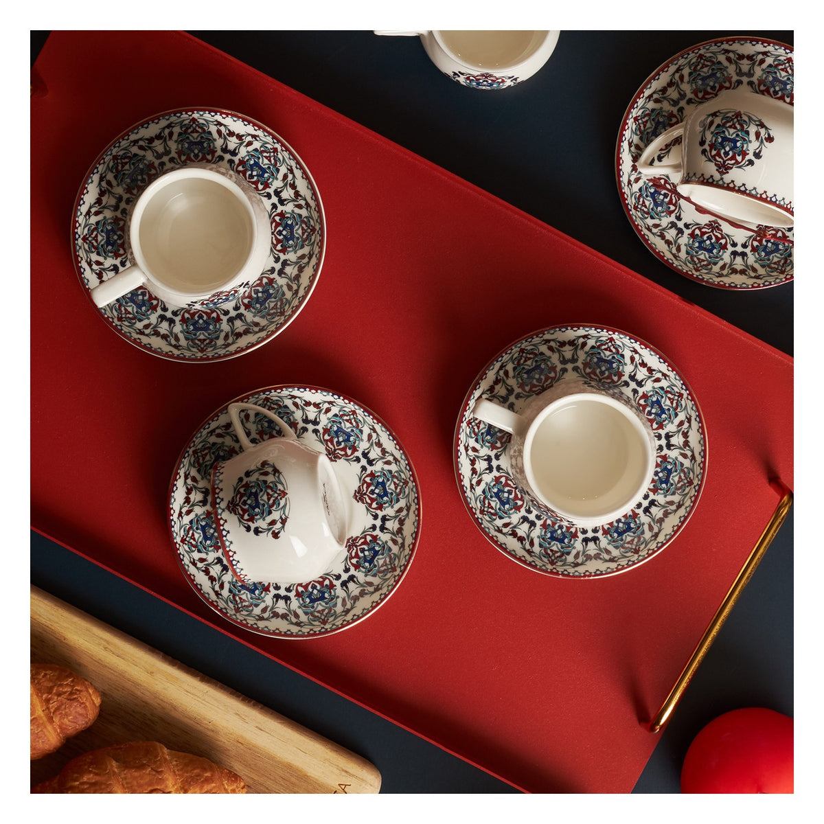 Karaca Nakkas Turkish Coffee Cup Set for 6, 100 ml - MALLTURK