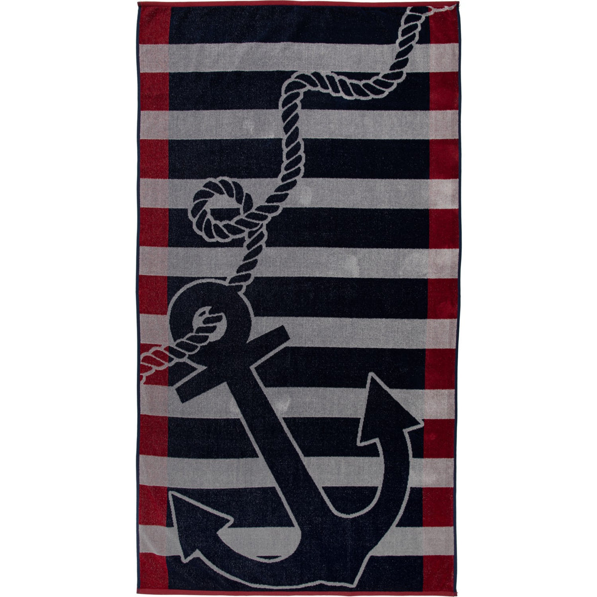 Ozdilek Cannes Grey Anchors Velvet Beach Towel 86x162 cm - MALLTURK