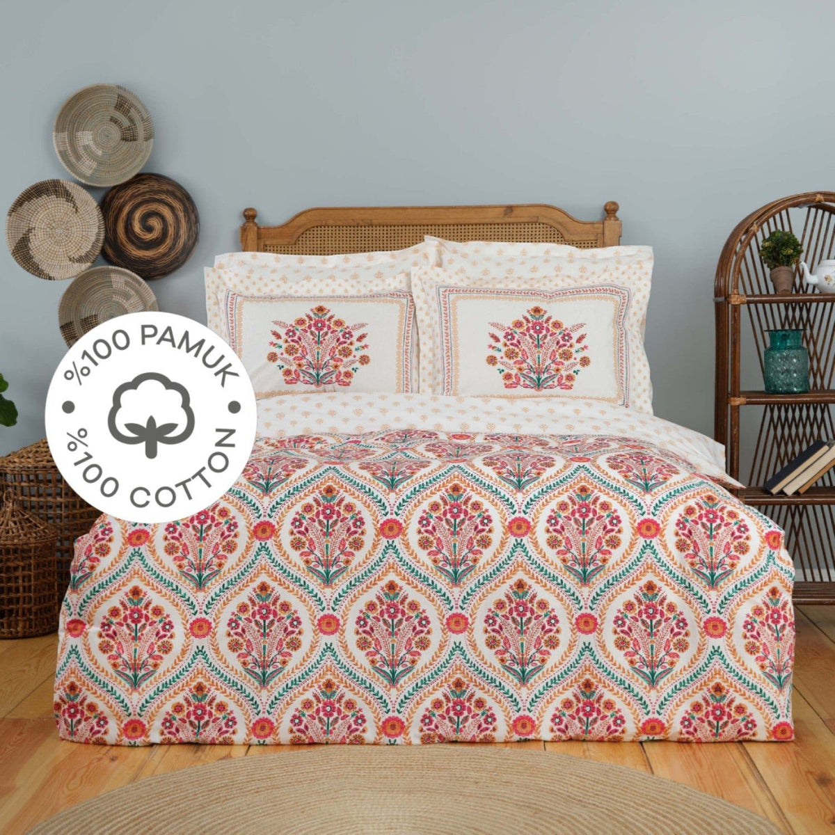 Karaca Home Carmenta Tile 100% Cotton Single Duvet Cover Set - MALLTURK