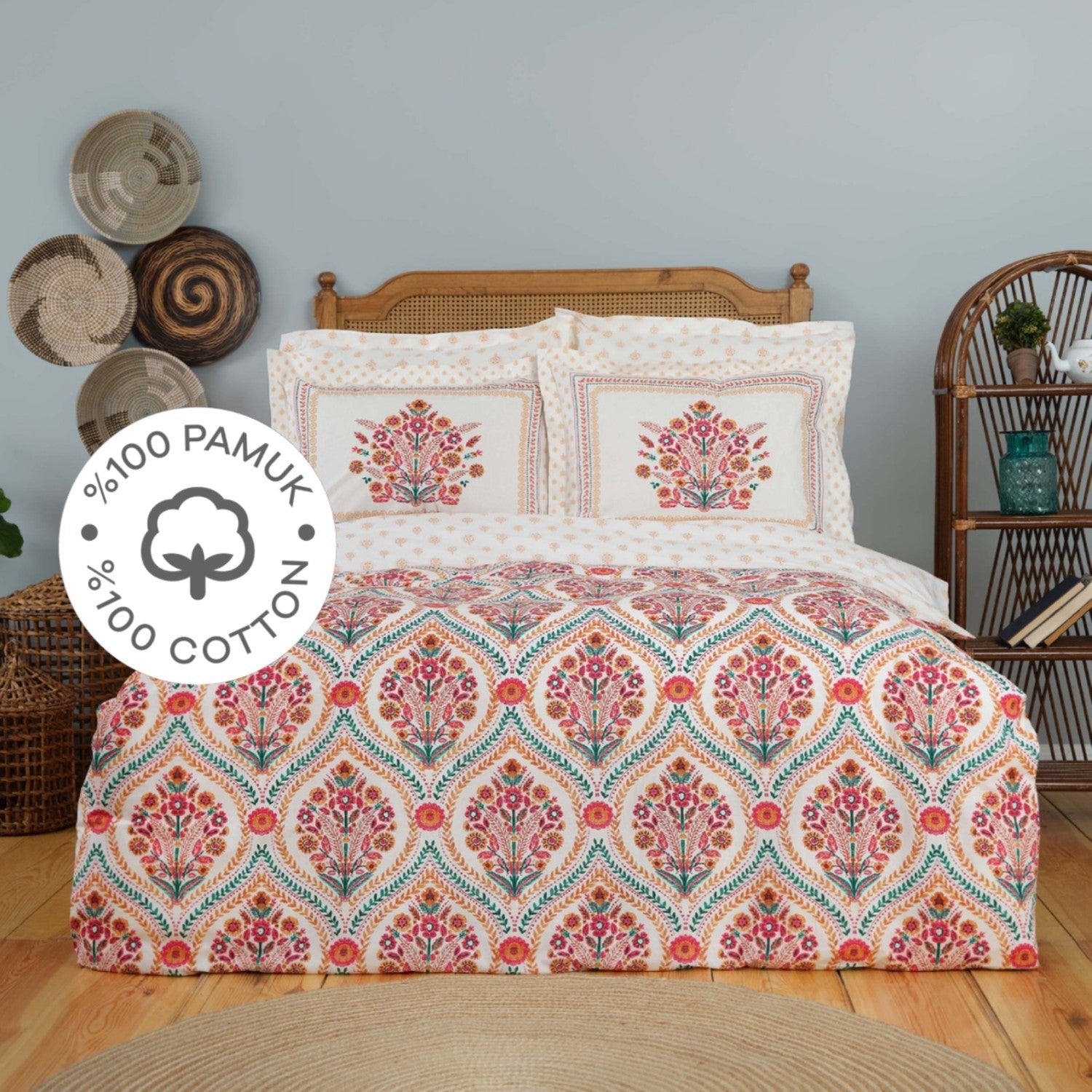 Karaca Home Carmenta Tile 100% Cotton Single Duvet Cover Set - MALLTURK