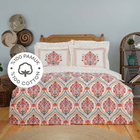 Karaca Home Carmenta Tile 100% Cotton Single Duvet Cover Set - MALLTURK