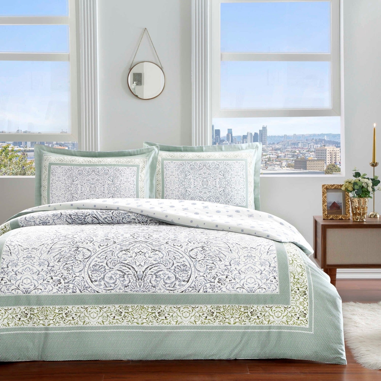 Tac Hamlet Sateen Double Duvet Cover Set Indigo - MALLTURK