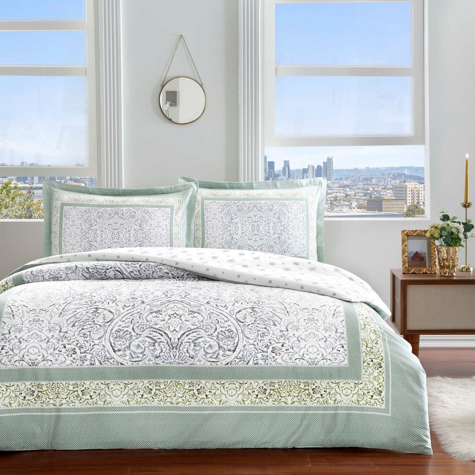 Tac Hamlet Sateen Double Duvet Cover Set Indigo - MALLTURK