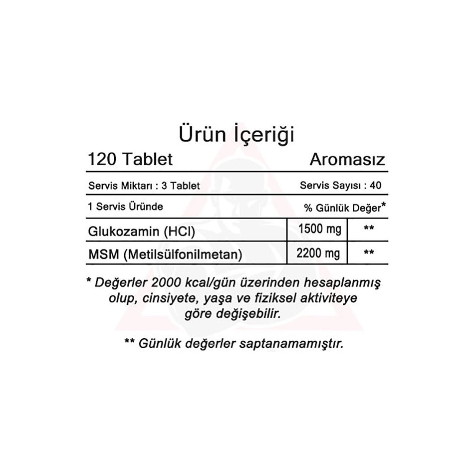 Hardline Nutrition Glucosamine MSM 120 Tablets - MALLTURK
