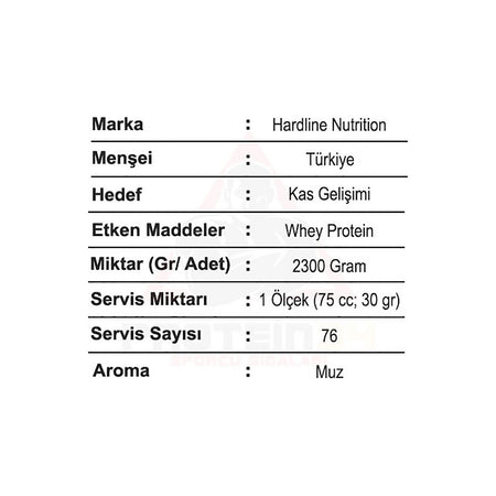 Hardline Nutrition Whey 3 Matrix Protein Powder Banana Flavored 2300g - MALLTURK