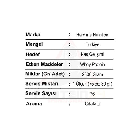 Hardline Nutrition Whey 3 Matrix Protein Powder 2300 gr Chocolate Flavored - MALLTURK
