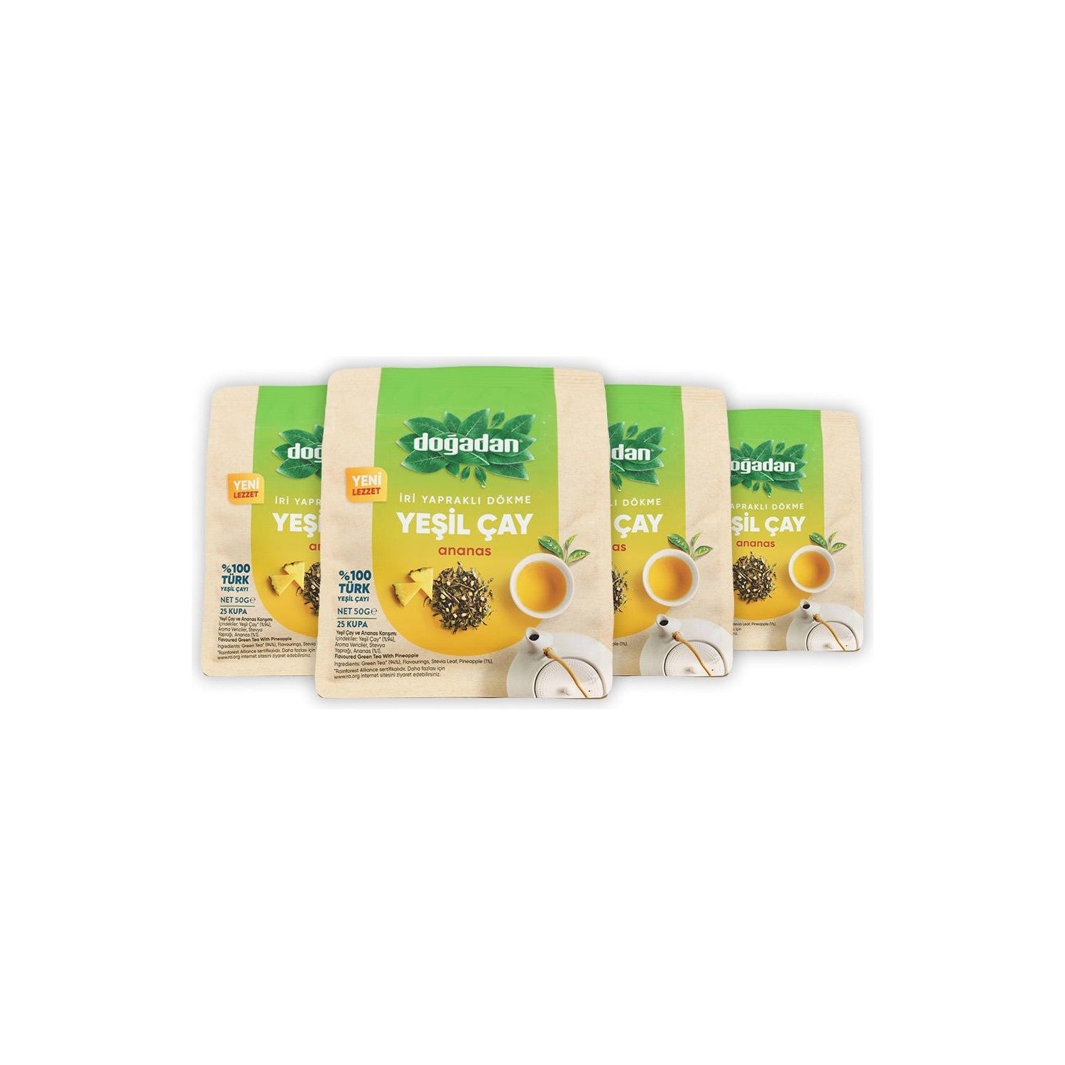 Dogadan Dokme green tea Ananas 50 g x 4 pieces - MALLTURK