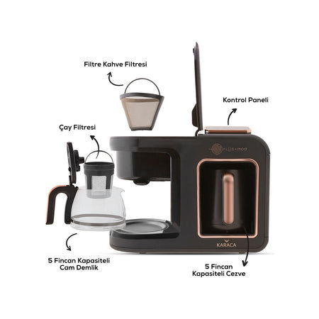 Karaca Hatir Plus Mod 5-in-1 Coffee and Tea Maker, Black Copper - MALLTURK