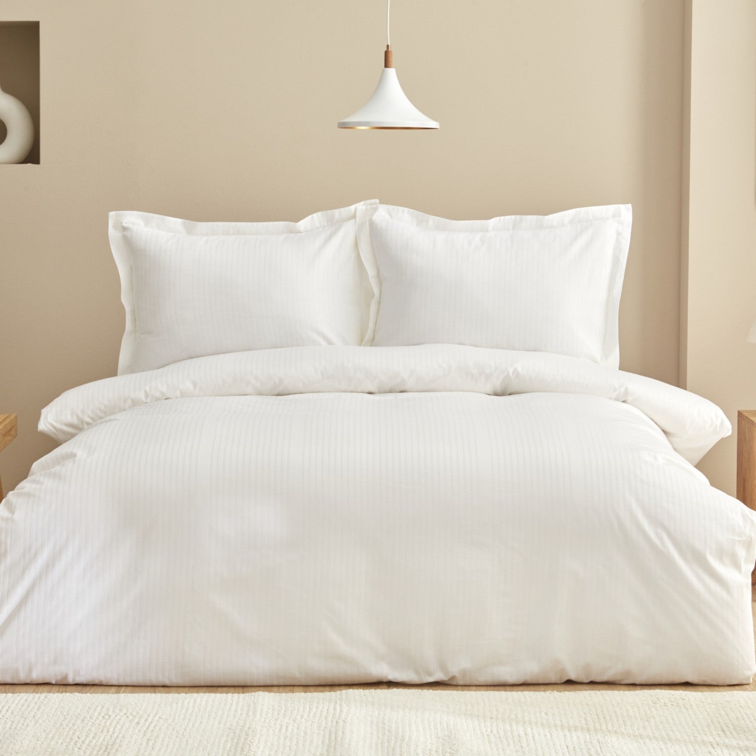 Karaca Home Uniq %100 Cotton Sateen Double Duvet Cover Set White - MALLTURK
