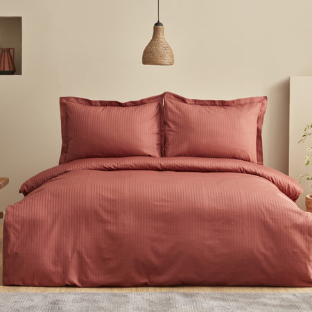 Karaca Home Uniq %100 Cotton Double Sateen Duvet Cover Set Terracota - MALLTURK