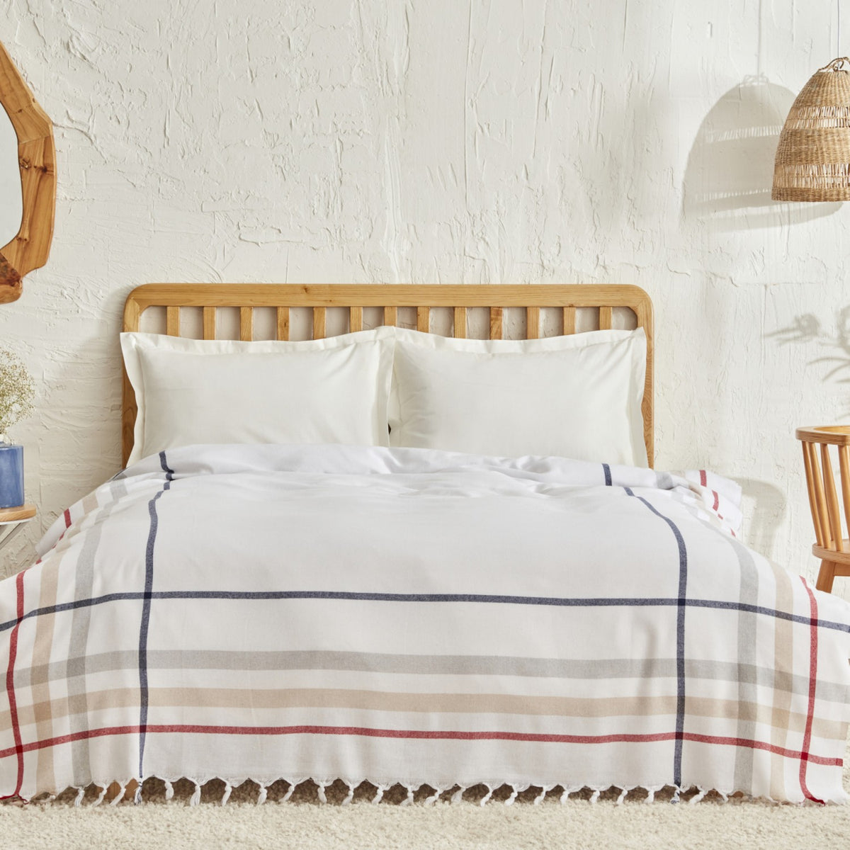 Karaca Home Jaqueline Double Pestemal Quilted Blanket White - MALLTURK