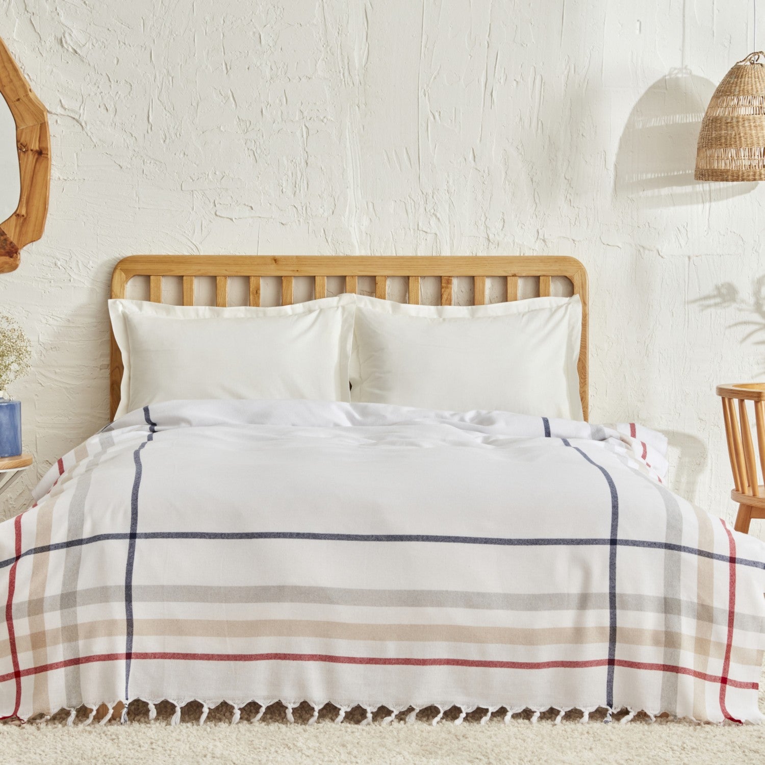 Karaca Home Jaqueline Double Pestemal Quilted Blanket White - MALLTURK