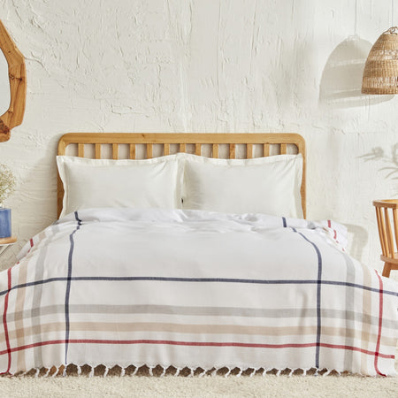 Karaca Home Jaqueline Double Pestemal Quilted Blanket White - MALLTURK