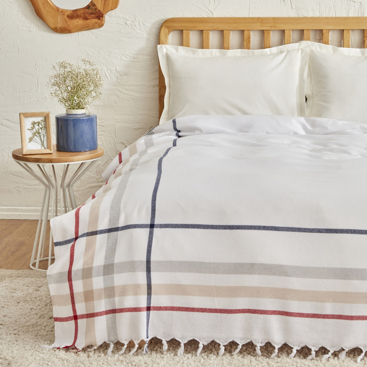 Karaca Home Jaqueline Double Pestemal Quilted Blanket White - MALLTURK
