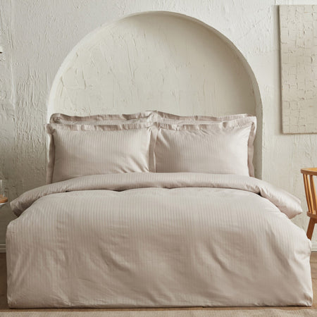 Karaca Home Uniq %100 Cotton Sateen Double Duvet Cover Set Beige - MALLTURK