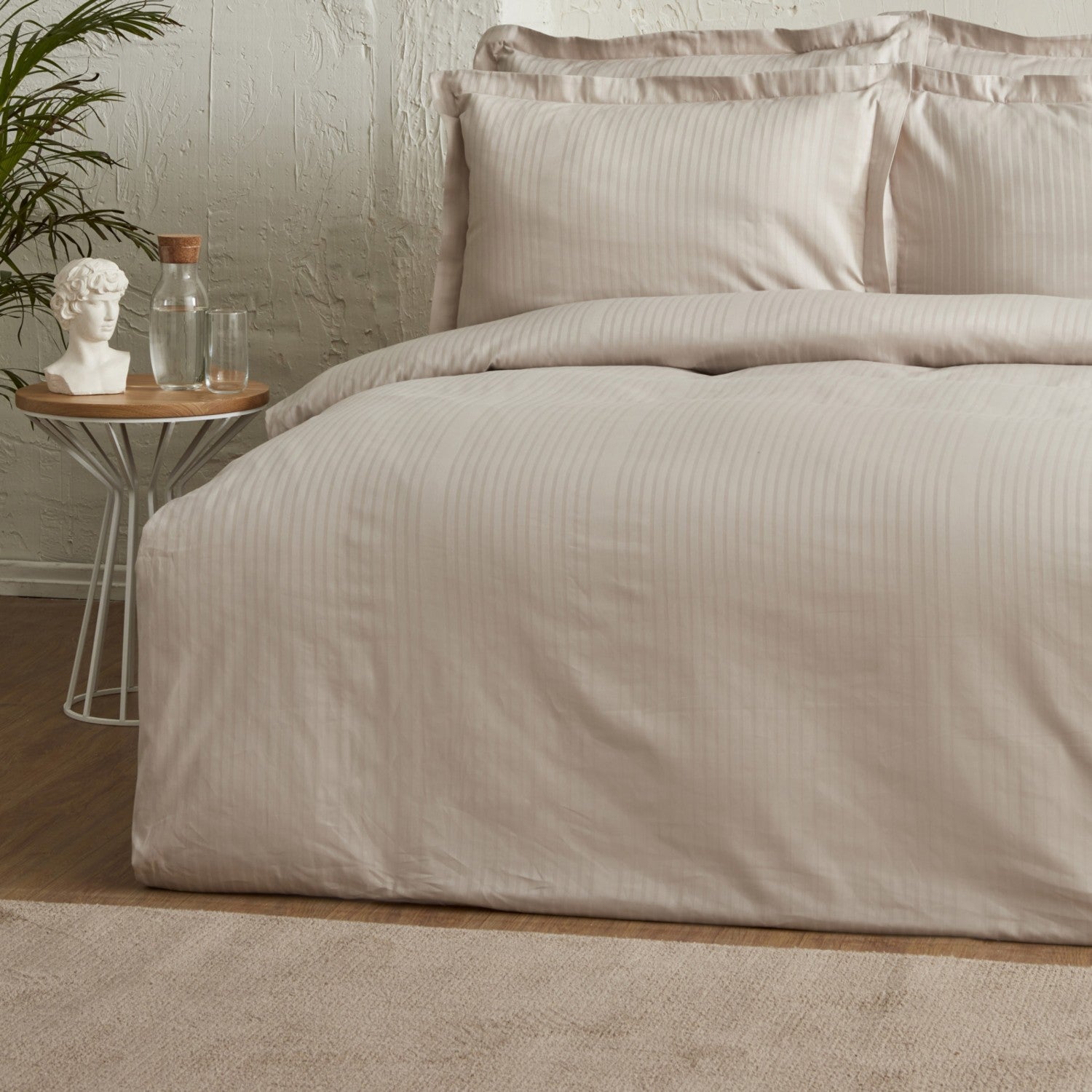 Karaca Home Uniq %100 Cotton Sateen Double Duvet Cover Set Beige - MALLTURK