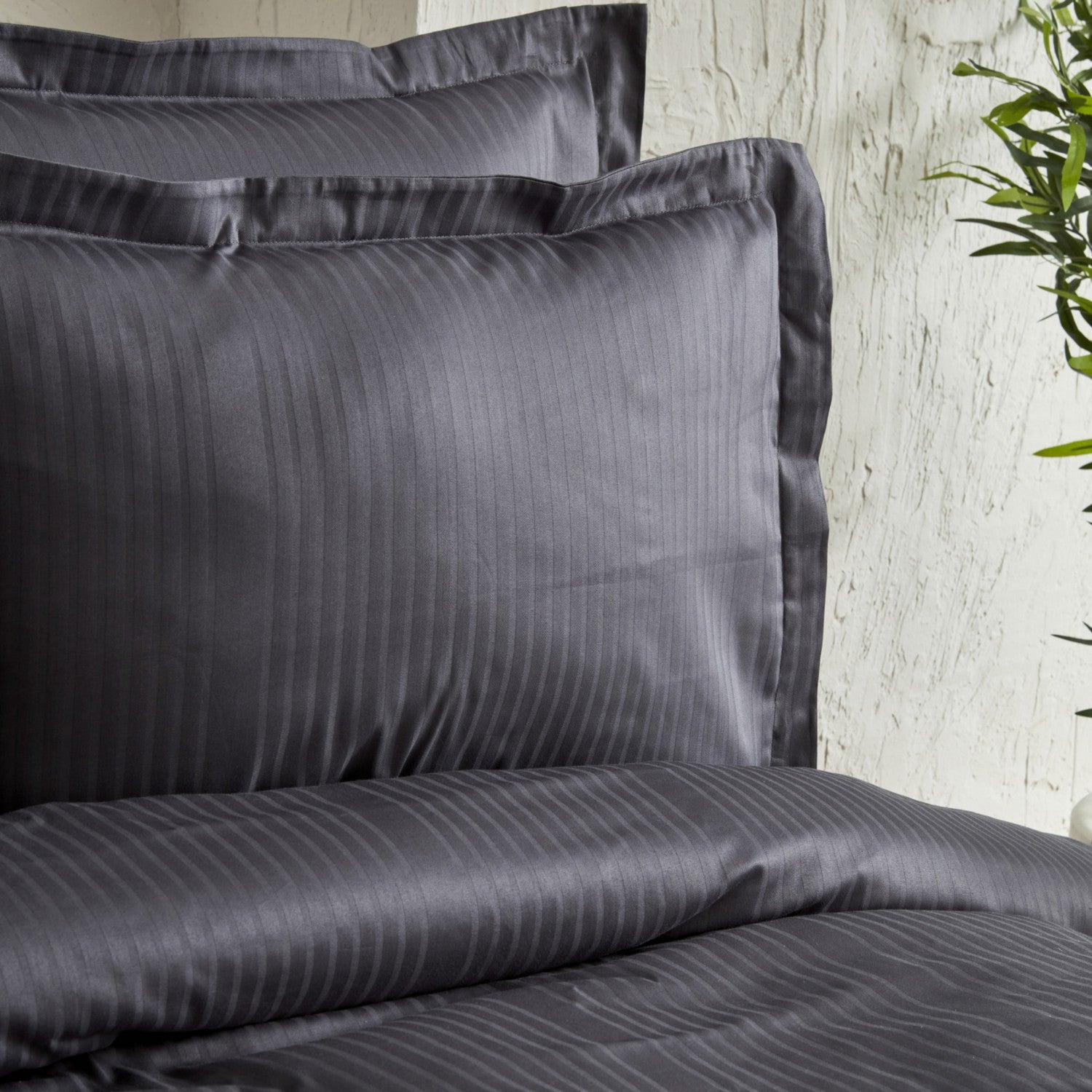 Karaca Home Uniq %100 Cotton Sateen Double Duvet Cover Set Anthracite - MALLTURK