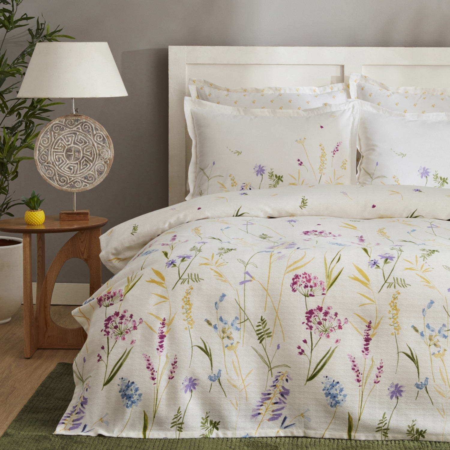 Karaca Home Single 100% Cotton Yellow Floral Patterned Quilted Bedding Set, 3 Pieces, 160x220 cm - MALLTURK