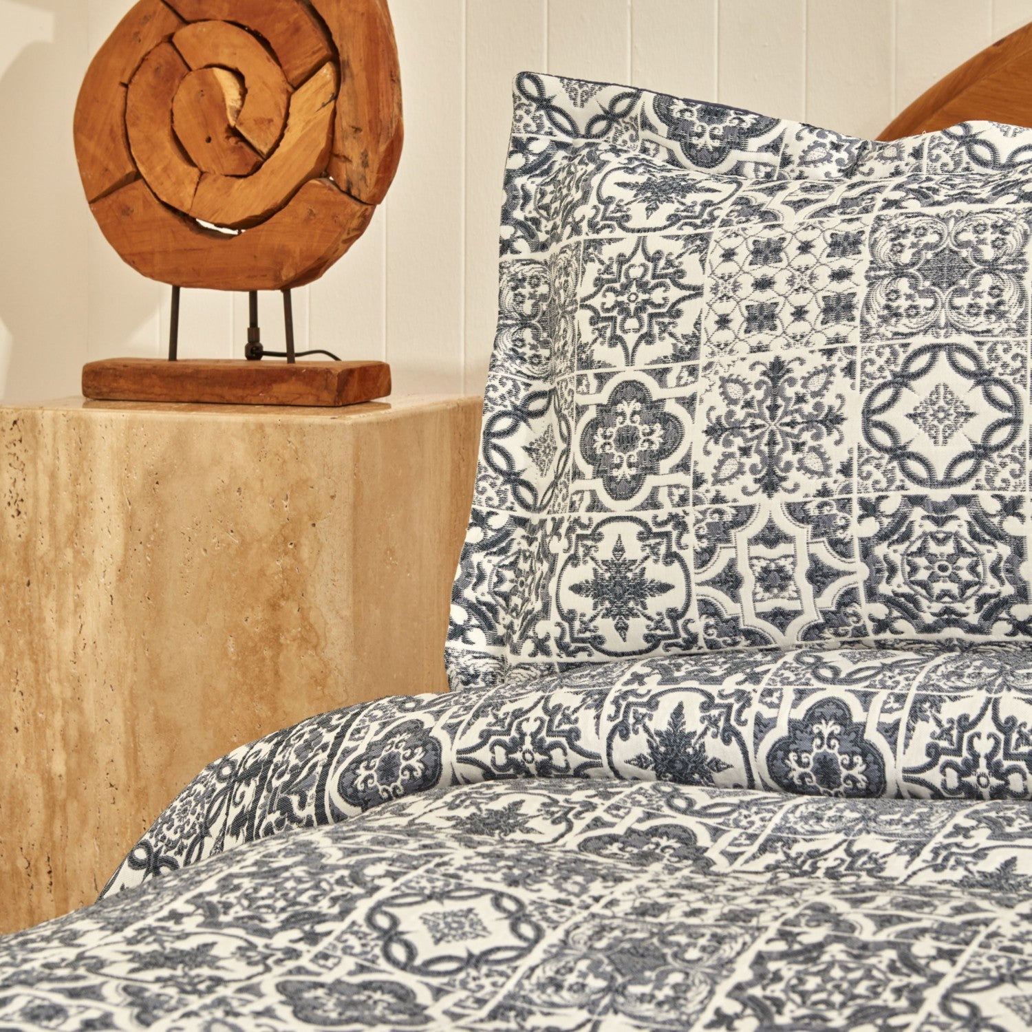 Karaca Home Tiles Double Bedspread Blue - MALLTURK