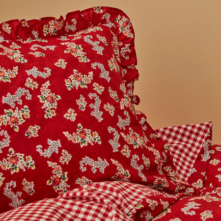 Karaca Home Carlo 100% Cotton Single Duvet Cover Set Red - MALLTURK