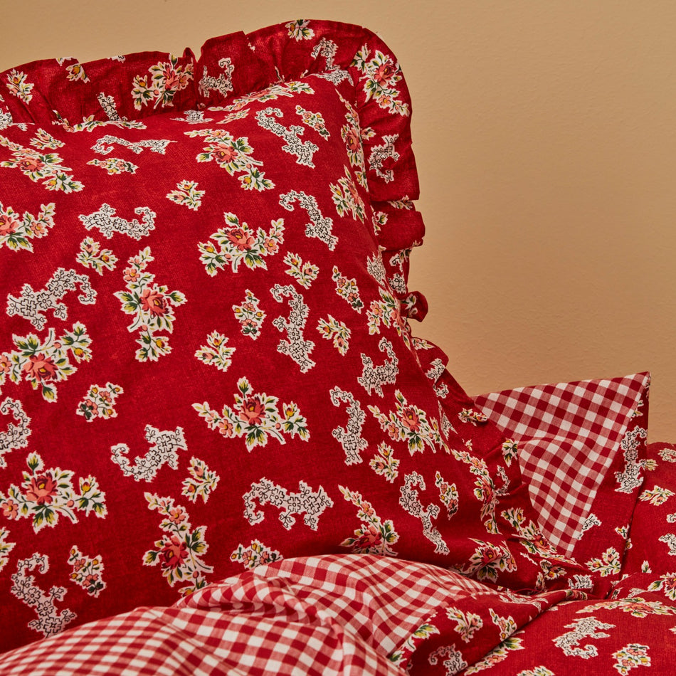 Karaca Home Carlo 100% Cotton Single Duvet Cover Set Red - MALLTURK
