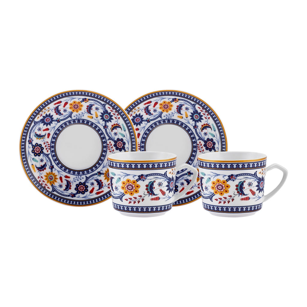 Karaca Ihlamur Colorful New Bone Turkish Coffee Cup Set for 2, 80 ml