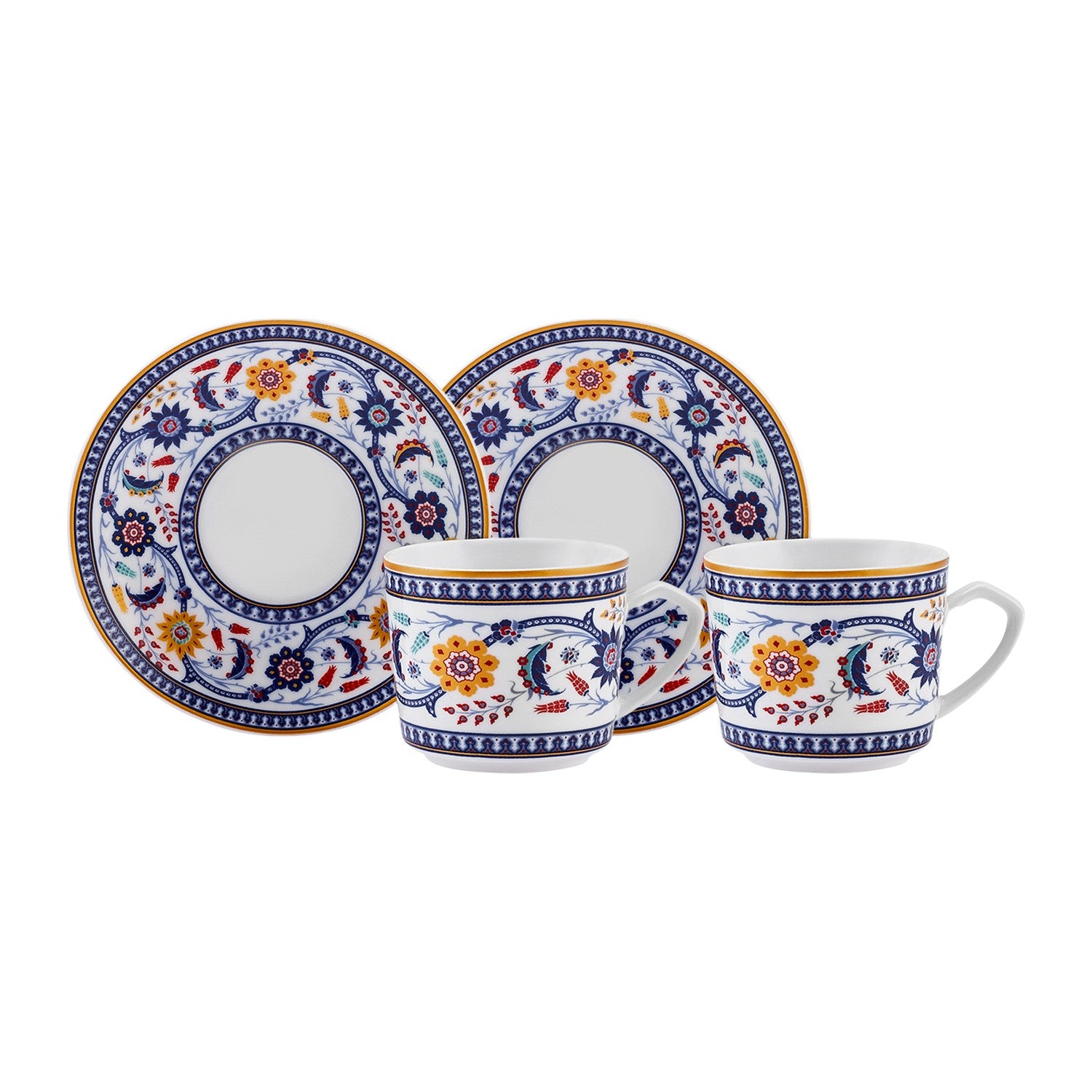 Karaca Ihlamur Colorful New Bone Turkish Coffee Cup Set for 2, 80 ml