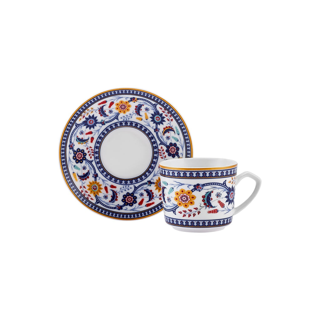 Karaca Ihlamur Colorful New Bone Turkish Coffee Cup Set for 2, 80 ml