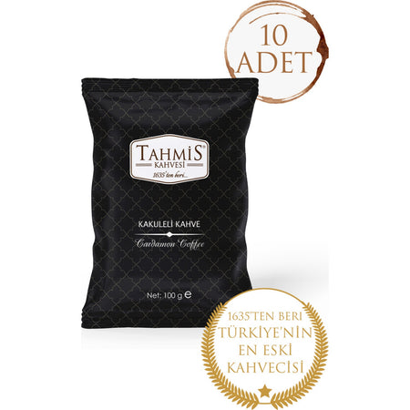 Tahmis 10-Pack Medium Roast Cardamom Turkish Coffee 100 gr x 10 - MALLTURK