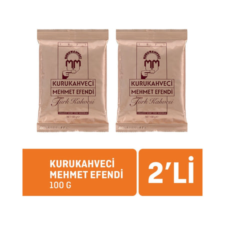Kurukahveci Mehmet Efendi Turkish Coffee 100 gr 2-Pack Caffeinated and Specially Roasted Flavor - MALLTURK