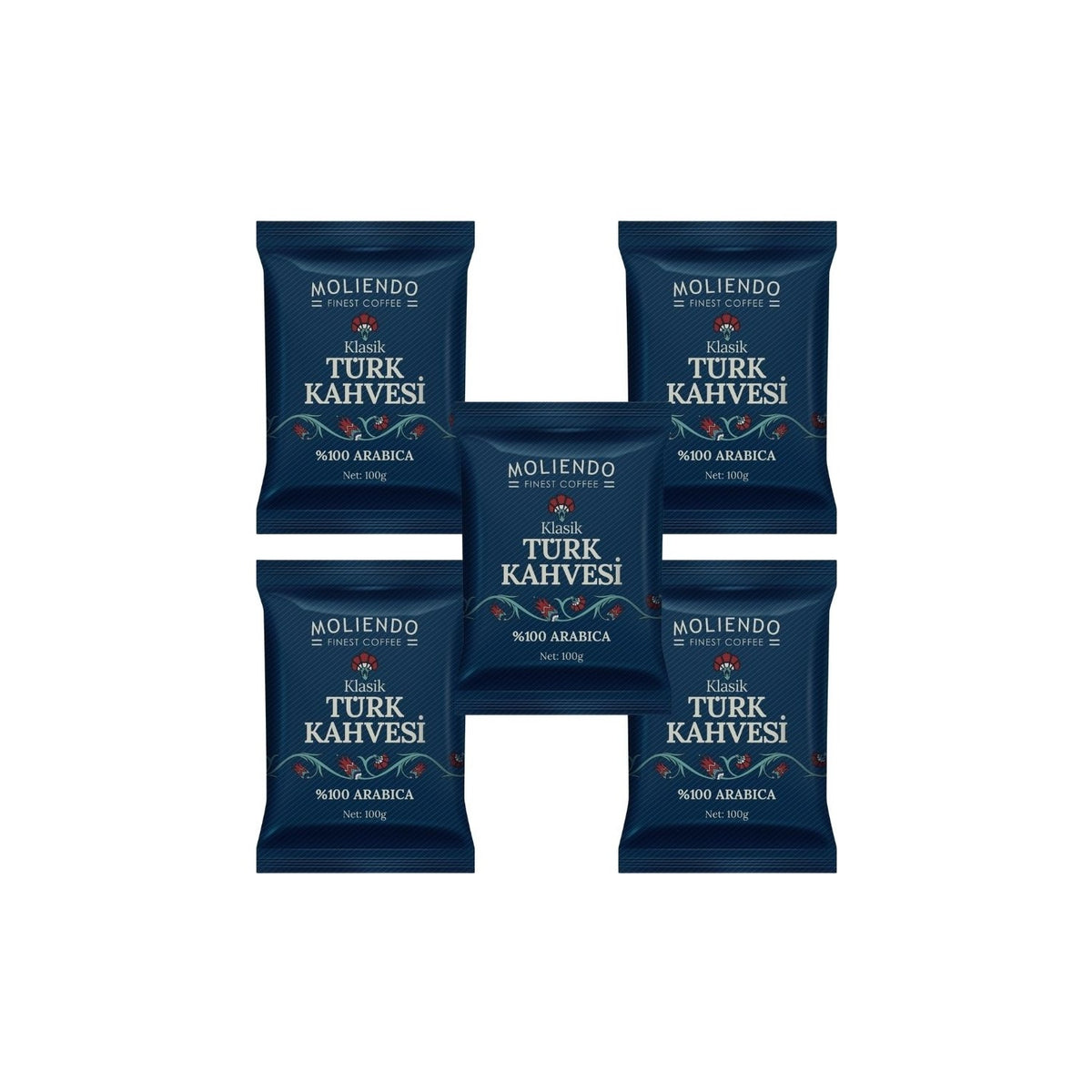 Moliendo Finest Coffee, Moliendo Classic Turkish Coffee 100g, 5-Pack, Brazilian Natural Chocolate and Caramel Flavor. - MALLTURK