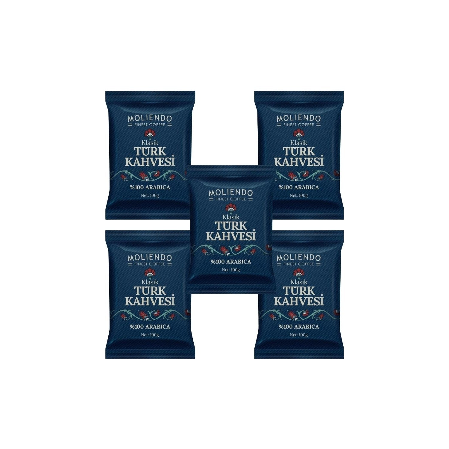 Moliendo Finest Coffee, Moliendo Classic Turkish Coffee 100g, 5-Pack, Brazilian Natural Chocolate and Caramel Flavor. - MALLTURK