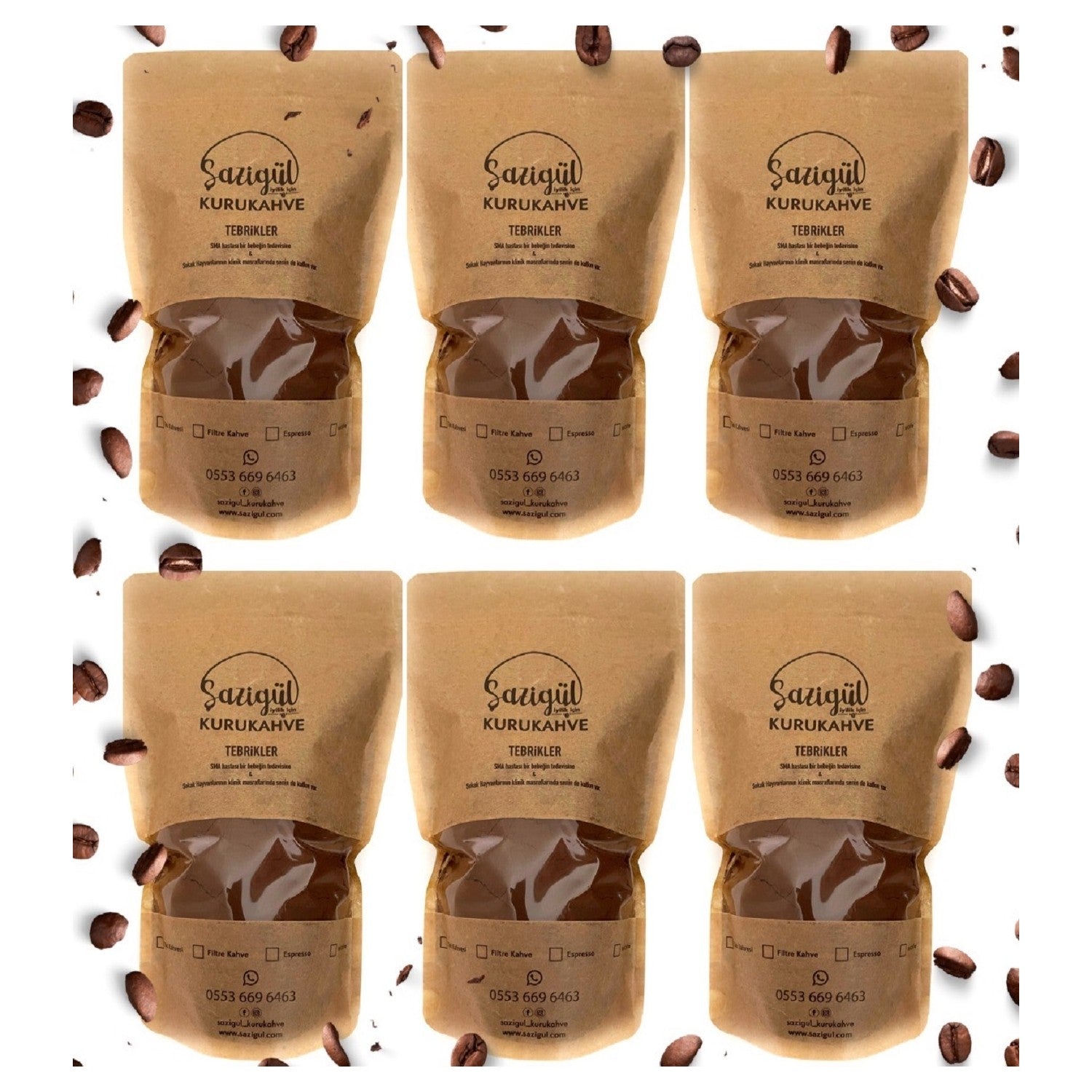 Shazigul Turkish Coffee, 6 Packs of 100g each - MALLTURK