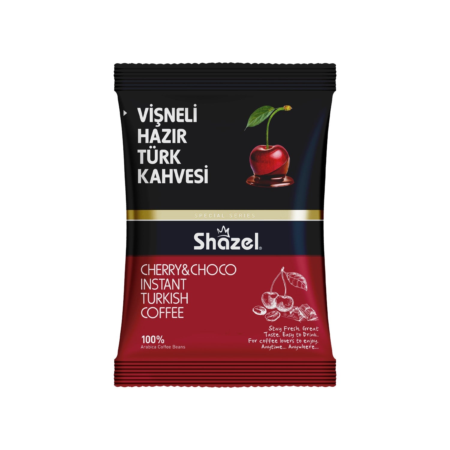 Shazel Cherry Flavored instant Turkish Coffee 100 gr x 4 Packs - MALLTURK
