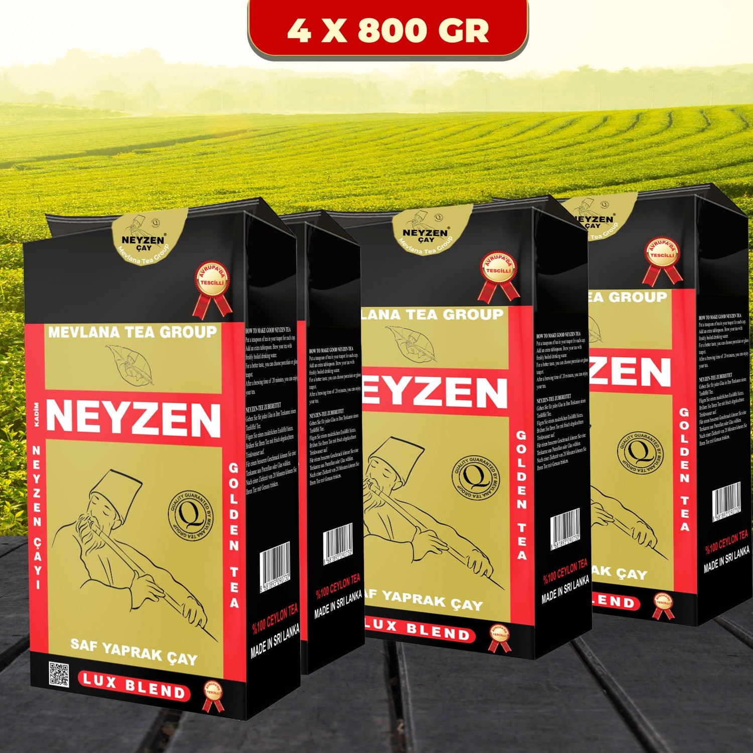 MEVLANA CAYIMevlana tea %100 Ceylon Saf leaf tea Sri Lanka Efsanesi loose leaf black tea 4 x 800 g - MALLTURK